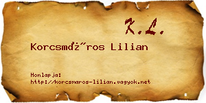 Korcsmáros Lilian névjegykártya